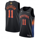 Men's New Yok Knicks #11 Jalen Brunson Black 2026 Finals Patch Statement Edition Stitched Jersey
