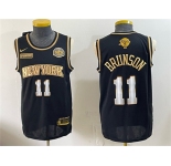 Men's New Yok Knicks #11 Jalen Brunson Black Gold 2026 Finals & Eastern Conference Champions Patch Stitched Jersey