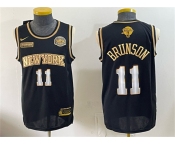 Men's New Yok Knicks #11 Jalen Brunson Black Gold 2026 Finals & Eastern Conference Champions Patch Stitched Jersey