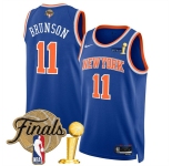 Men's New Yok Knicks #11 Jalen Brunson Blue 2026 Finals Patch And Finals Champions Patch Icon Edition Stitched Basketball Jersey