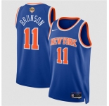 Men's New Yok Knicks #11 Jalen Brunson Blue 2026 Finals Patch Icon Edition Stitched Basketball Jersey