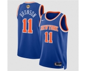 Men's New Yok Knicks #11 Jalen Brunson Blue 2026 Finals Patch Icon Edition Stitched Basketball Jersey
