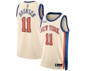 Men's New Yok Knicks #11 Jalen Brunson Cream 2025-26 City Edition Swingman Stitched Basketball Jersey