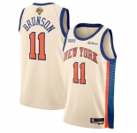 Men's New Yok Knicks #11 Jalen Brunson Cream 2026 Finals Patch City Edition Stitched Basketball Jersey