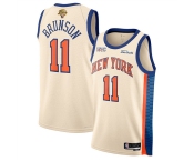 Men's New Yok Knicks #11 Jalen Brunson Cream 2026 Finals Patch City Edition Stitched Basketball Jersey