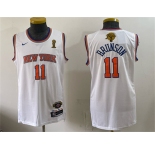 Men's New Yok Knicks #11 Jalen Brunson White 2026 Finals Champions Patch Stitched Jersey