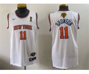 Men's New Yok Knicks #11 Jalen Brunson White 2026 Finals Champions Patch Stitched Jersey