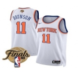 Men's New Yok Knicks #11 Jalen Brunson White 2026 Finals Patch Icon Edition Stitched Jersey