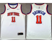 Men's New Yok Knicks #11 Jalen Brunson White Association Edition Stitched Basketball Jersey