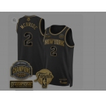 Men's New Yok Knicks #2 Miles McBride Black Gold 2026 Finals Patch &2026 champions Patch Stitched Basketball Jersey