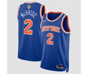 Men's New Yok Knicks #2 Miles McBride Blue 2026 Finals Patch Icon Edition Stitched Basketball Jersey