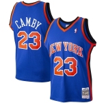 Men's New Yok Knicks #23 Camby Blue Throwback Stitched Jersey