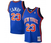 Men's New Yok Knicks #23 Camby Blue Throwback Stitched Jersey