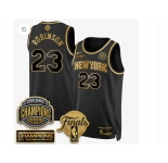Men's New Yok Knicks #23 Mitchell Robinson Black Gold 2026 Finals Patch &2026 champions Patch Stitched Basketball Jersey