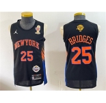 Men's New Yok Knicks #25 Mikal Bridges Black 2026 Finals Champions Patch Statement Edition Stitched Jersey