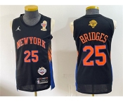 Men's New Yok Knicks #25 Mikal Bridges Black 2026 Finals Champions Patch Statement Edition Stitched Jersey