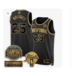 Men's New Yok Knicks #25 Mikal Bridges Black Gold 2026 Finals Patch &2026 champions Patch Stitched Basketball Jersey
