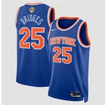Men's New Yok Knicks #25 Mikal Bridges Blue 2026 Finals Patch Icon Edition Stitched Basketball Jersey