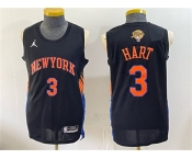 Men's New Yok Knicks #3 Josh Hart Black 2026 Finals Patch Statement Edition Stitched Jersey