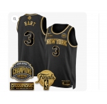 Men's New Yok Knicks #3 Josh Hart Black Gold 2026 Finals Patch &2026 champions Patch Stitched Basketball Jersey