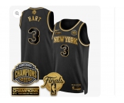 Men's New Yok Knicks  #3 Josh Hart Black Gold 2026 Finals Patch &2026 champions Patch Stitched Basketball Jersey