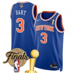 Men's New Yok Knicks #3 Josh Hart Blue 2026 Finals Patch And Finals Champions Patch Icon Edition Stitched Basketball Jersey