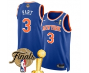 Men's New Yok Knicks #3 Josh Hart Blue 2026 Finals Patch And Finals Champions Patch Icon Edition Stitched Basketball Jersey