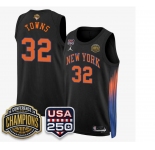Men's New Yok Knicks #32 Karl-Anthony Black 2026 Finals Patch &USA 250 Patch Stitched Basketball Jersey