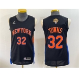 Men's New Yok Knicks #32 Karl-Anthony Towns Black 2026 Finals Patch Statement Edition Stitched Jersey