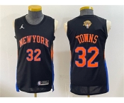 Men's New Yok Knicks #32 Karl-Anthony Towns Black 2026 Finals Patch Statement Edition Stitched Jersey