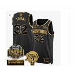 Men's New Yok Knicks #32 Karl-Anthony Towns Black Gold 2026 Finals Patch &2026 champions Patch Stitched Basketball Jersey