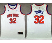 Men's New Yok Knicks #32 Karl-Anthony Towns White 2024 Association Edition Stitched Basketball Jersey