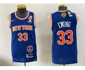 Men's New Yok Knicks #33 Patrick Ewing Blue 2026 Finals Champions Patch Stitched Jersey