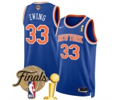 Men's New Yok Knicks #33 Patrick Ewing Blue 2026 Finals Patch And Finals Champions Patch Icon Edition Stitched Basketball Jersey