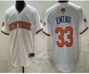 Men's New Yok Knicks #33 Patrick Ewing White 2026 Finals Patch Stitched Baseball Jersey