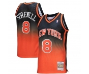 Men's New Yok Knicks #8 Latrell Sprewell Gradient Black Orange Throwback Stitched Jersey