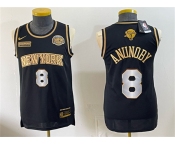Men's New Yok Knicks #8 OG Anunoby Black Gold 2026 Finals & Eastern Conference Champions Patch Stitched Jersey