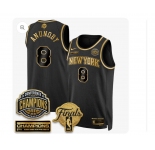 Men's New Yok Knicks #8 OG Anunoby Black Gold 2026 Finals Patch &2026 champions Patch Stitched Basketball Jersey