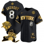 Men's New Yok Knicks #8 OG Anunoby  Black Gold White Number 2026 Finals Patch & EASTERN Patch Stitched Basketball Jersey