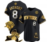 Men's New Yok Knicks #8 OG Anunoby  Black Gold White Number 2026 Finals Patch & EASTERN Patch Stitched Basketball Jersey