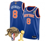 Men's New Yok Knicks #8 OG Anunoby Blue 2026 Finals Patch And Finals Champions Patch Icon Edition Stitched Basketball Jersey