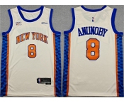 Men's New Yok Knicks #8 OG Anunoby Cream 2024-25 City Edition Stitched Basketball Jersey