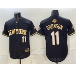 Men's New York Knicks #11 Jalen Brunson Black Gold 2026 Finals Patch Stitched Baseball Jersey