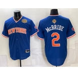 Men's New York Knicks #2 Miles McBride Blue 2026 Finals & Eastern Conference Champions Patch Stitched Baseball Jersey