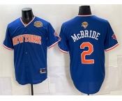Men's New York Knicks #2 Miles McBride Blue 2026 Finals & Eastern Conference Champions Patch Stitched Baseball Jersey
