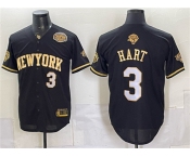 Men's New York Knicks #3 Josh Hart Black Gold 2026 Finals & Eastern Conference Champions Patch Stitched Baseball Jersey