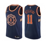 Men's Nike New York Knicks #11 Frank Ntilikina Authentic Navy Blue NBA Jersey - City Edition