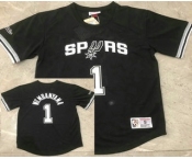 Men's San Antonio Spurs #1 Victor Wembanyama Black Short-Sleeved Swingman Stitched Throwback Jersey