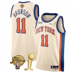 New Yok Knicks #11 Jalen Brunson Cream 2026 Finals Patch And Finals Champions Patch City Edition Stitched Basketball Jersey