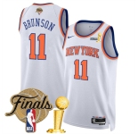 New Yok Knicks #11 Jalen Brunson White 2026 Finals Patch And Finals Champions Patch Association Edition Stitched Basketball Jersey